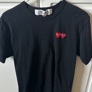 Comme des Garcons Black Tee with Red Heart Motif